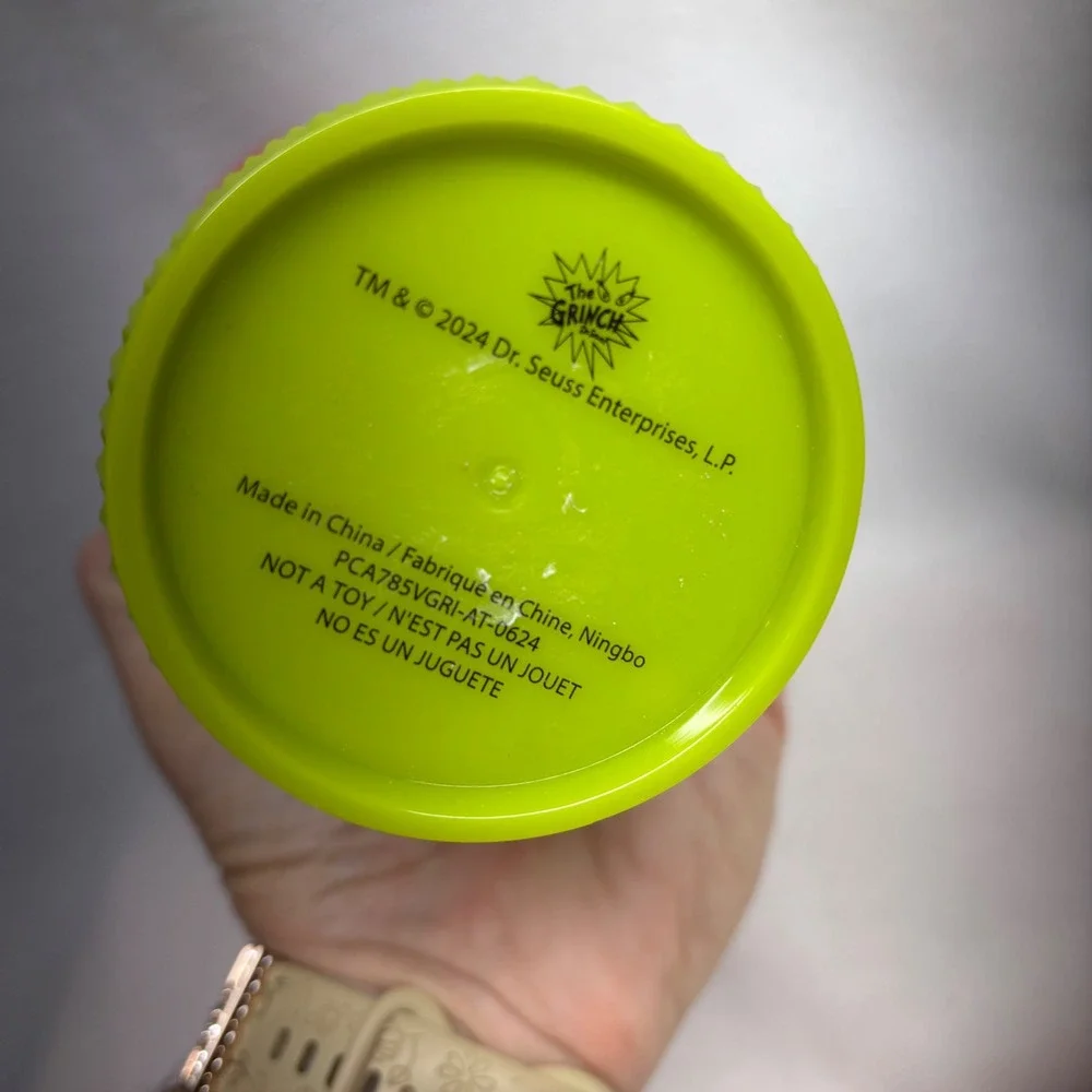 Grinch Studded Tumbler Reusable Cup with Lid and Straw Christmas Holiday Gift‎